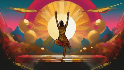 Person Performing Yoga Tree Pose Against Radiant Sun
