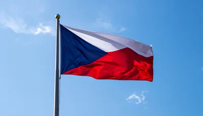 Czech Republic Flag Waving Against Blue Sky