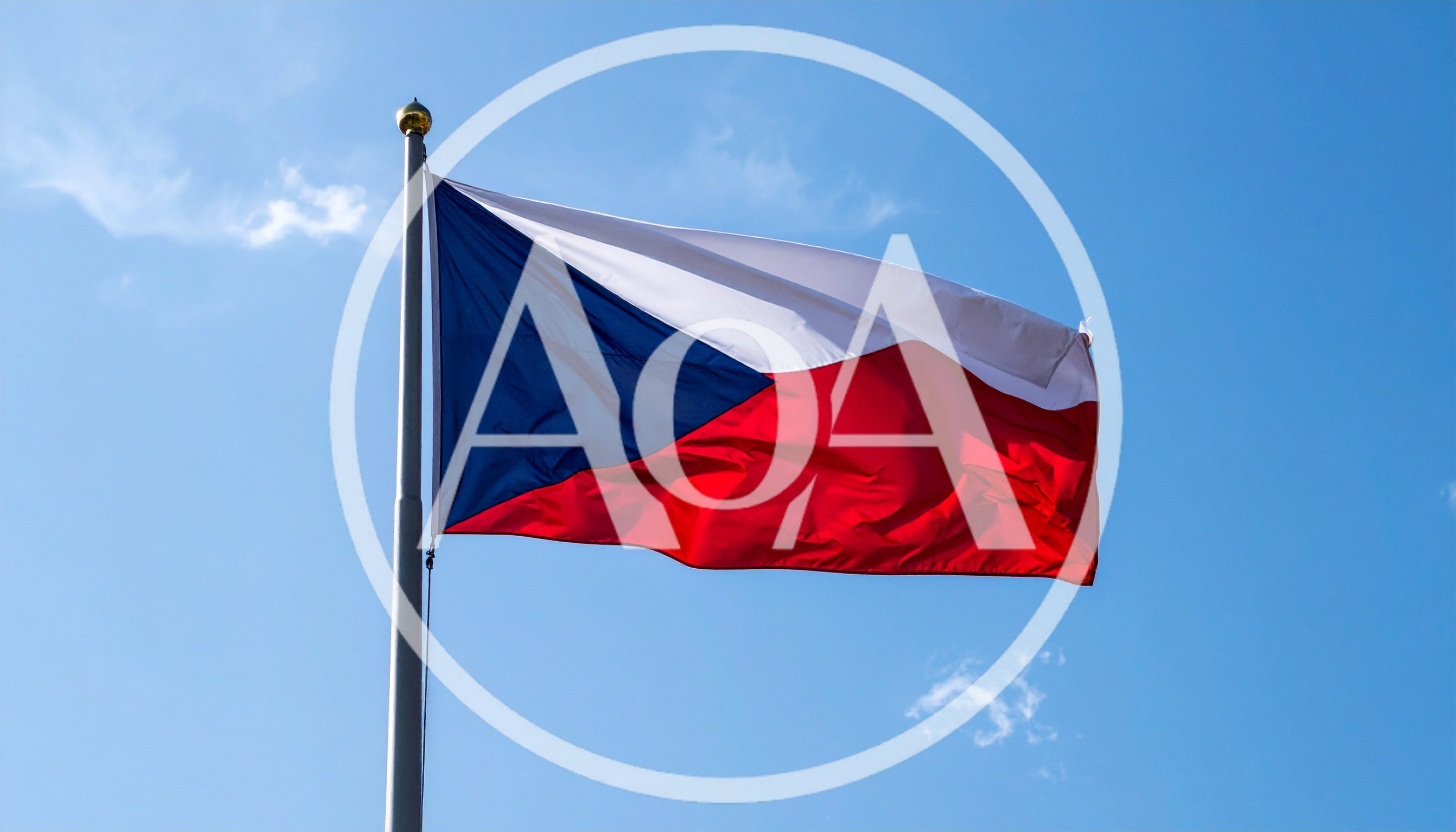 Czech Republic Flag Waving Against Blue Sky