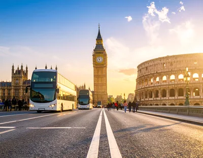 Surreal Composite View Of Big Ben And The Colosseum