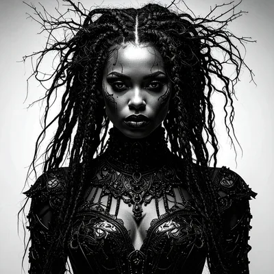 Portrait Of A Dark Fantasy Queen With Branch Hair