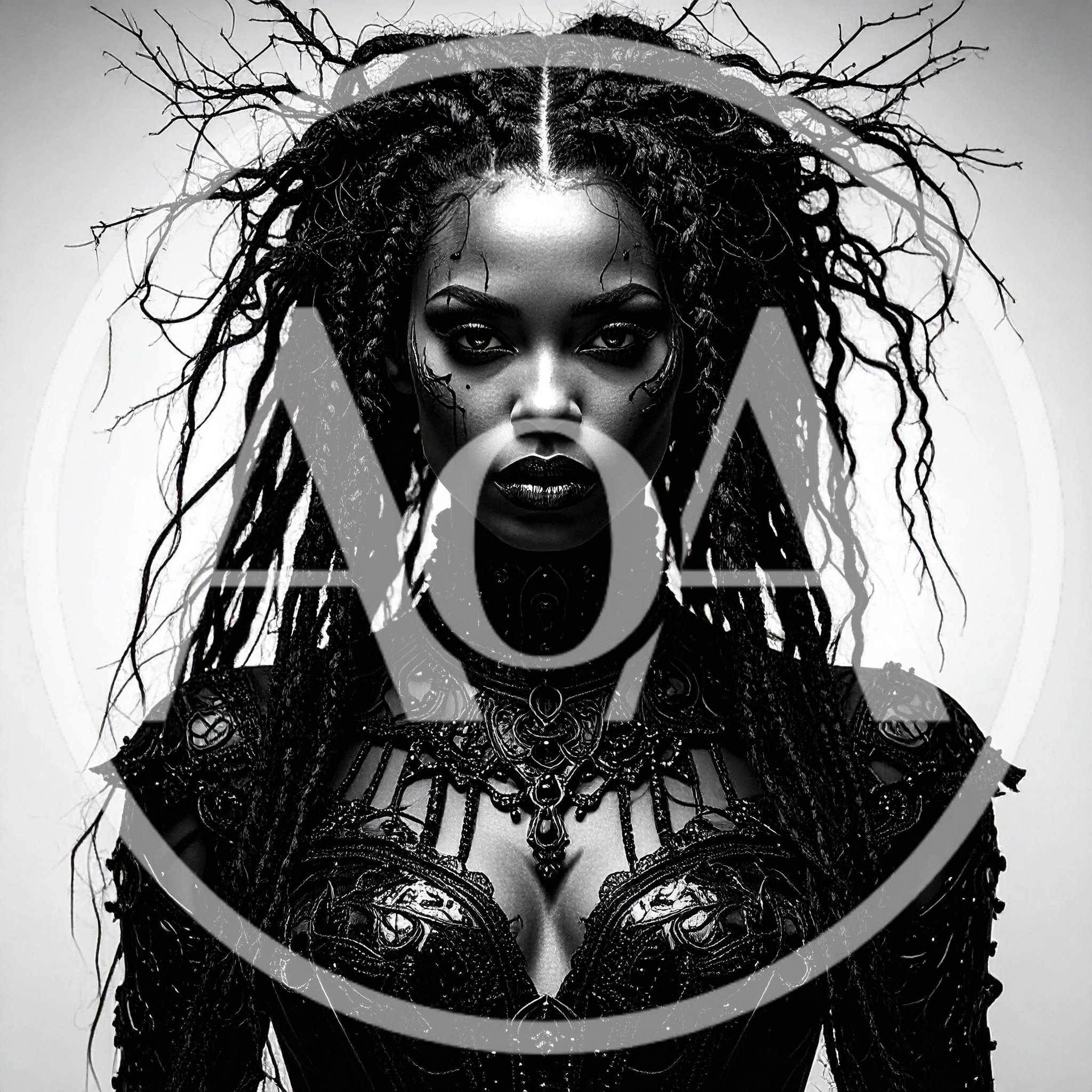 Portrait Of A Dark Fantasy Queen With Branch Hair