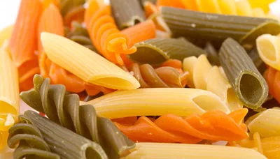 Colorful Tricolor Pasta Penne and Fusilli Mix