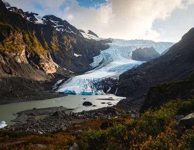 Byron Glacier And Lake In Alaska