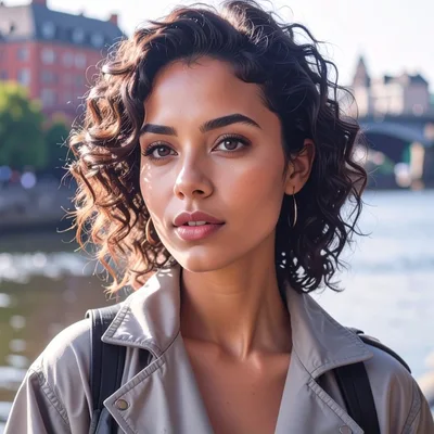 Portrait Of A Young Woman With Curly Hair
