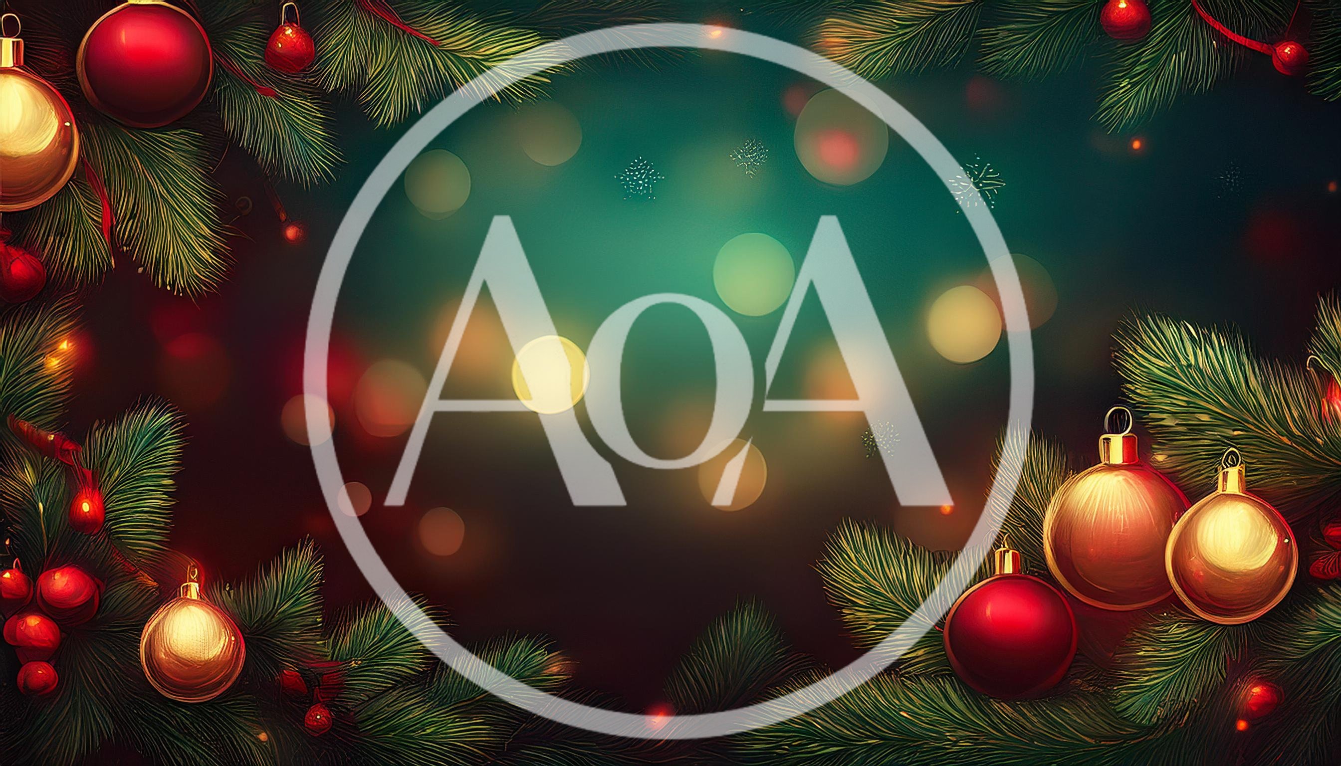 Christmas Ornament Border With Pine Branches And Bokeh