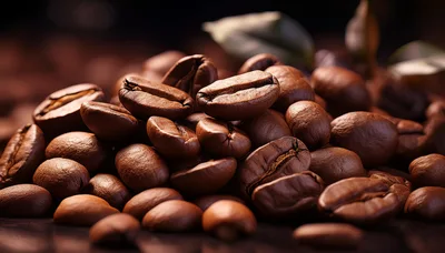 Close Up Of Roasted Coffee Beans