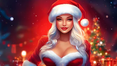 Beautiful Woman Wearing Santa Claus Costume