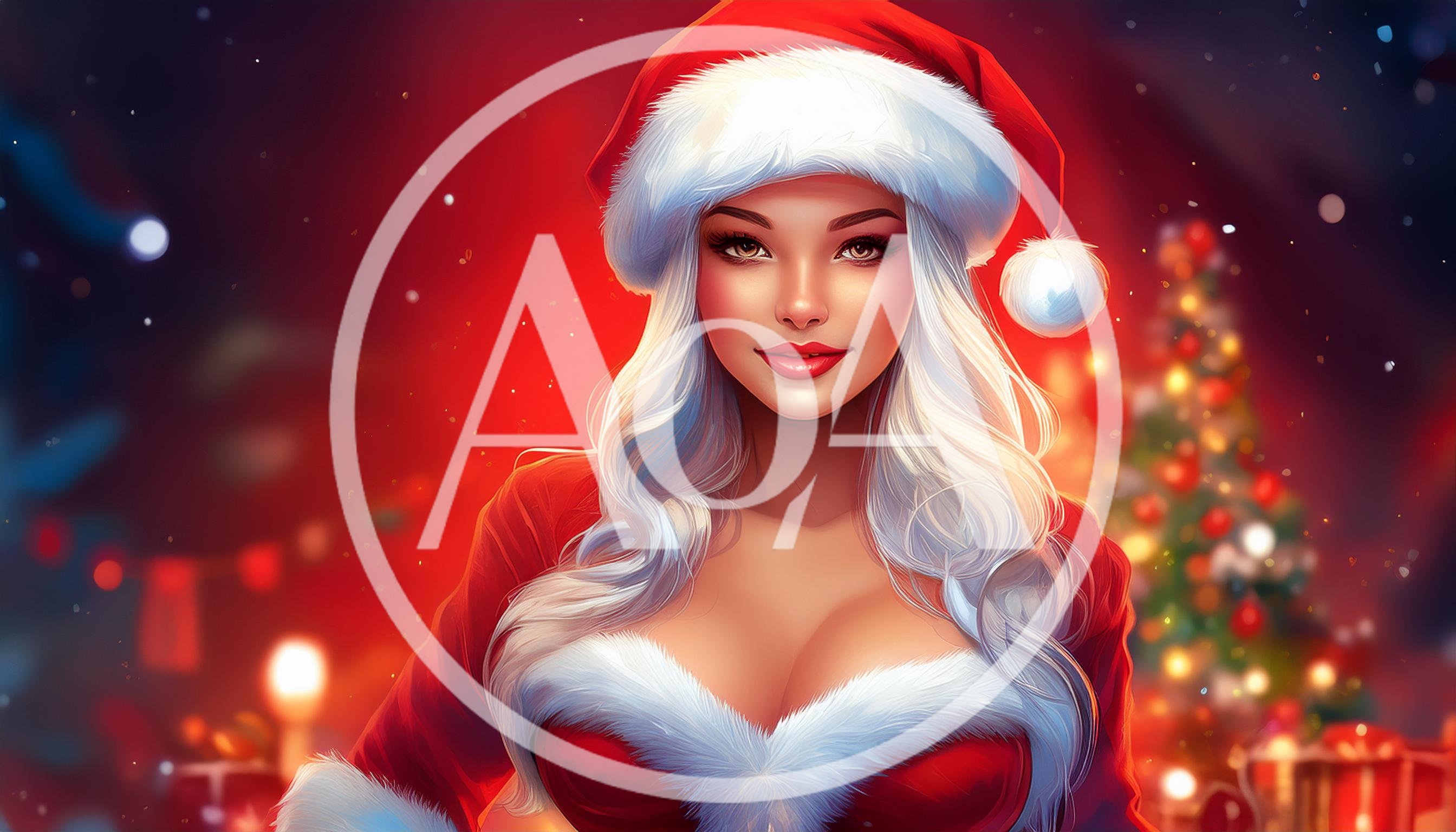 Beautiful Woman Wearing Santa Claus Costume