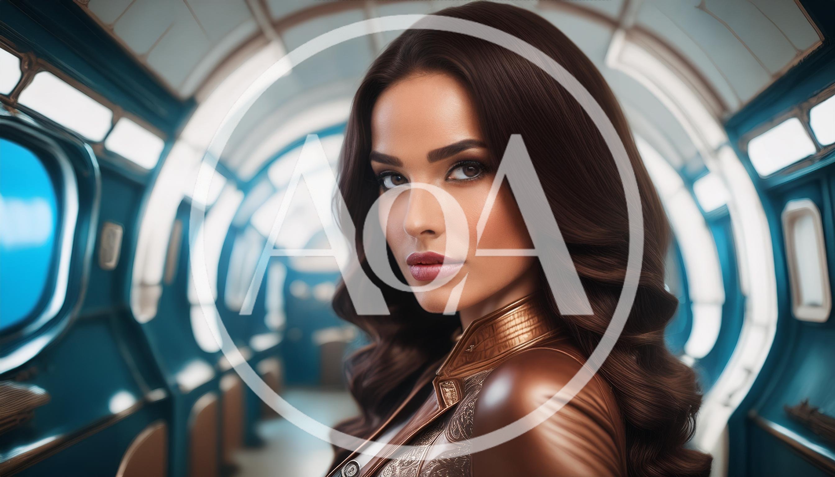 Portrait Of A Futuristic Woman In A Spaceship Corridor