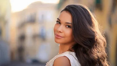 Portrait Of A Beautiful Young Woman Looking Back