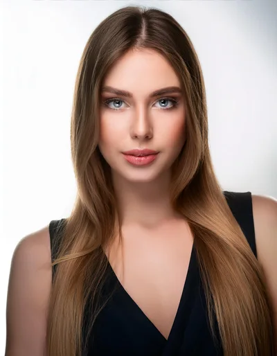 Portrait Of A Beautiful Young Woman With Long Hair