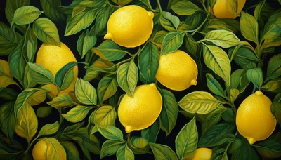 Vibrant Lemon Tree Branches With Ripe Yellow Lemons