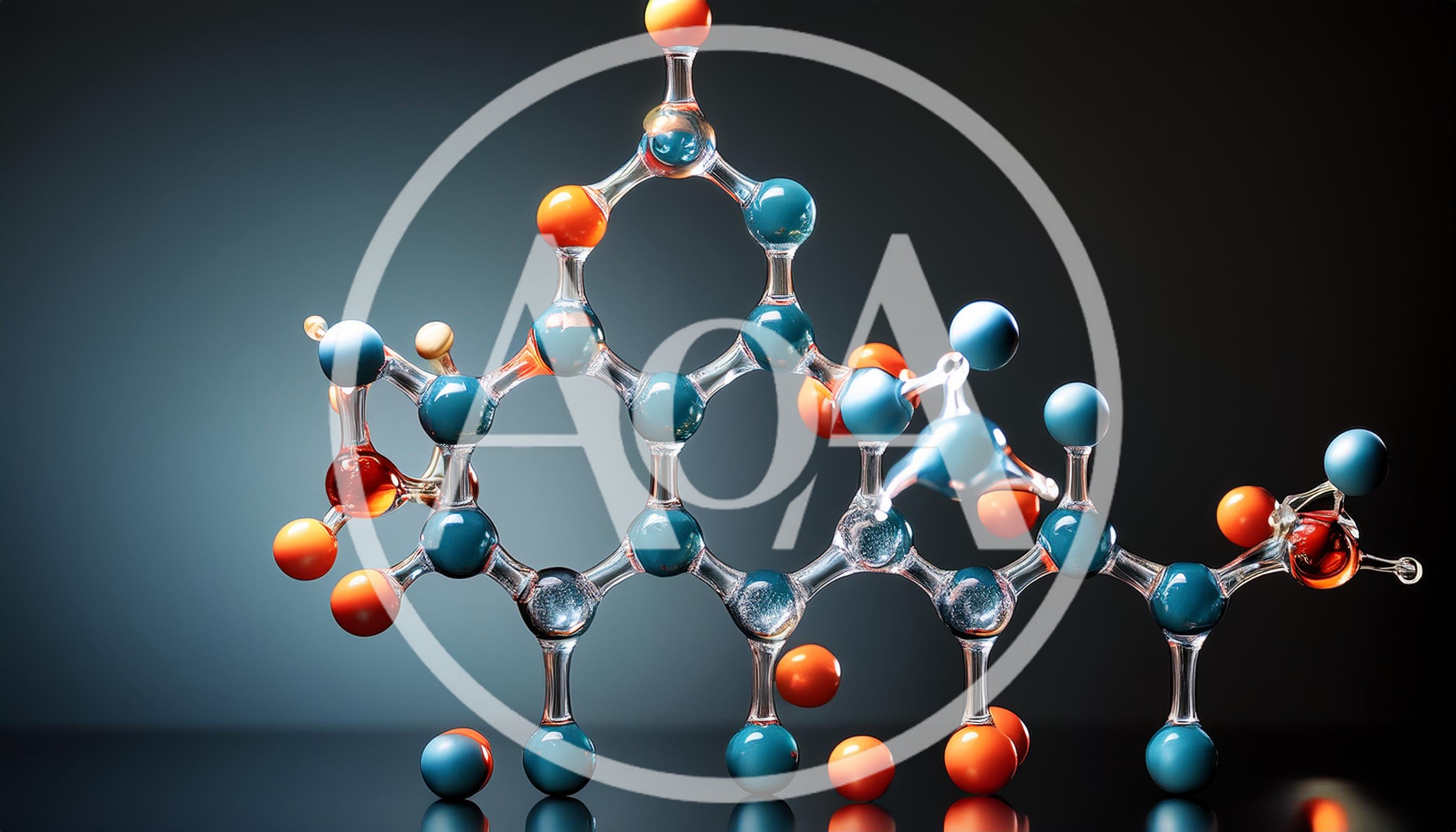 Glass Molecular Model Structure On Dark Background