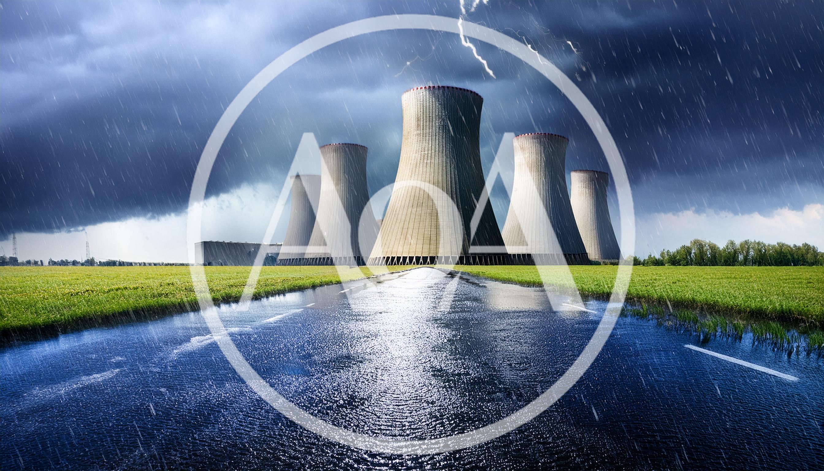 Nuclear Power Plant Cooling Towers Under Stormy Sky