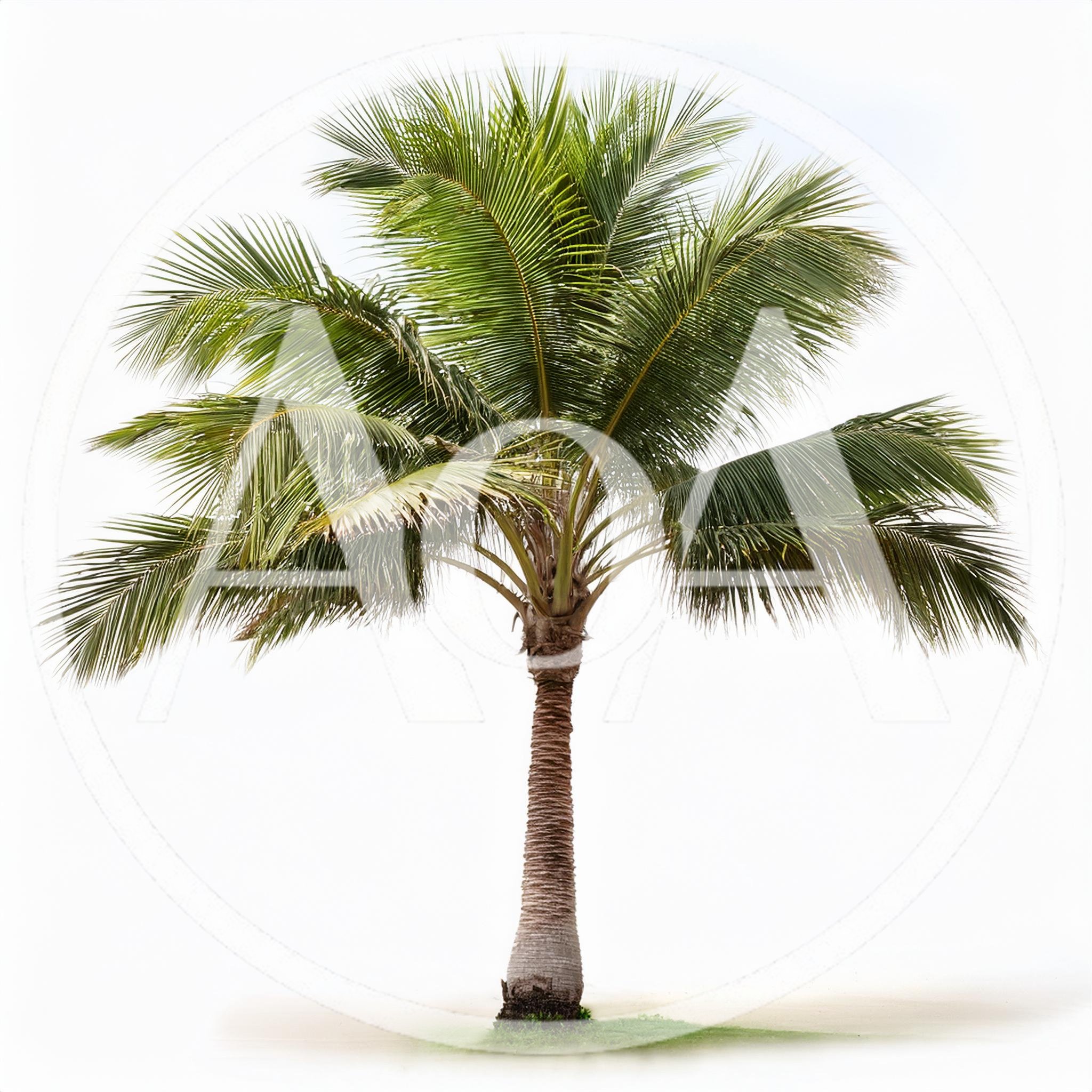 Single Coconut Palm Tree Isolated On White Background