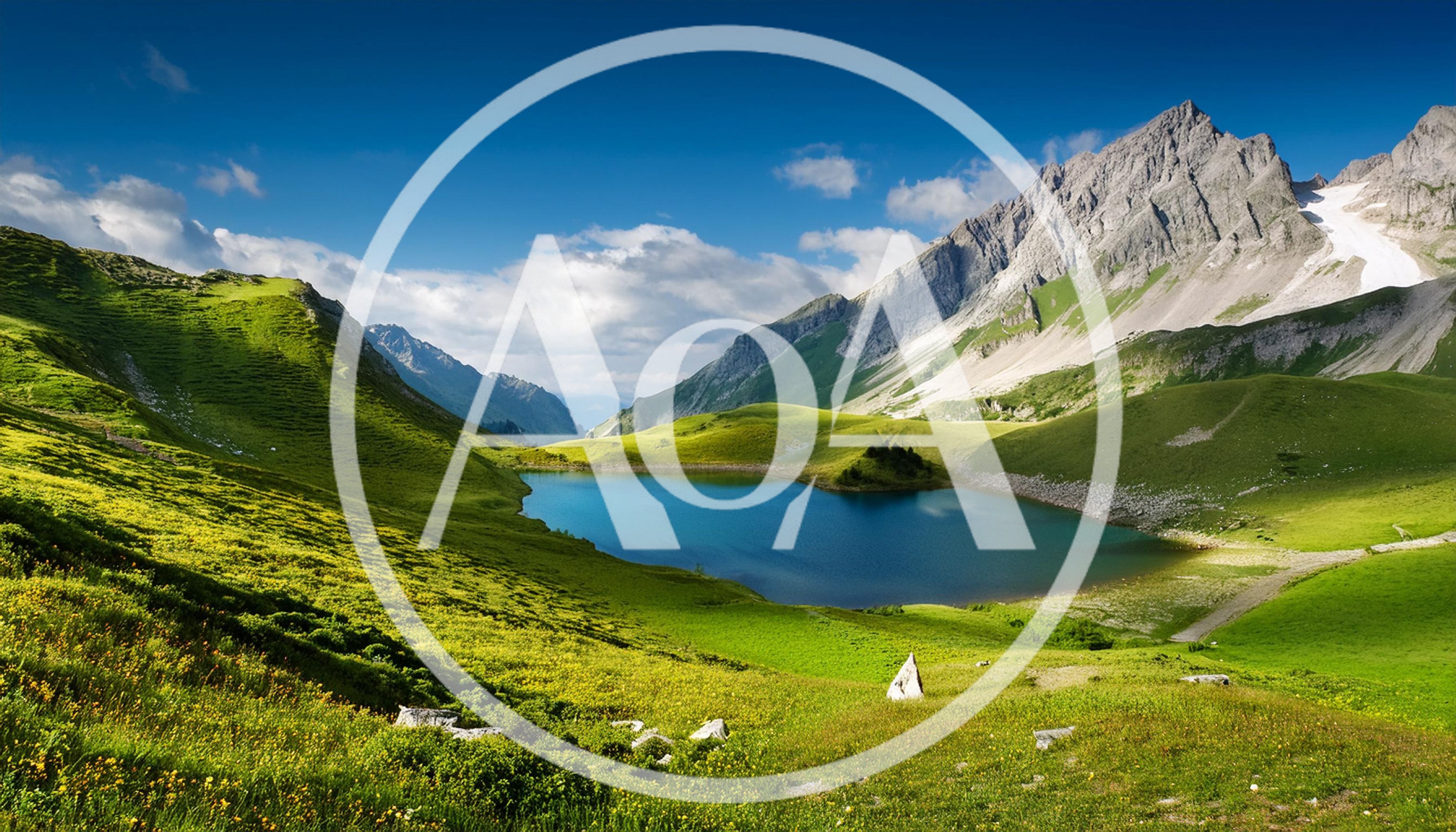 Alpine Lake Surrounded By Lush Green Mountains