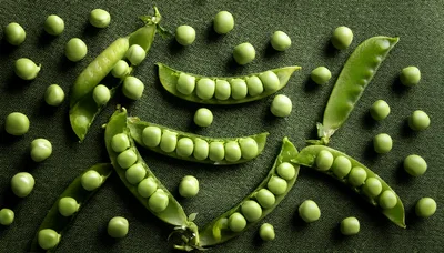 Fresh Green Peas In Pods On Textured Background