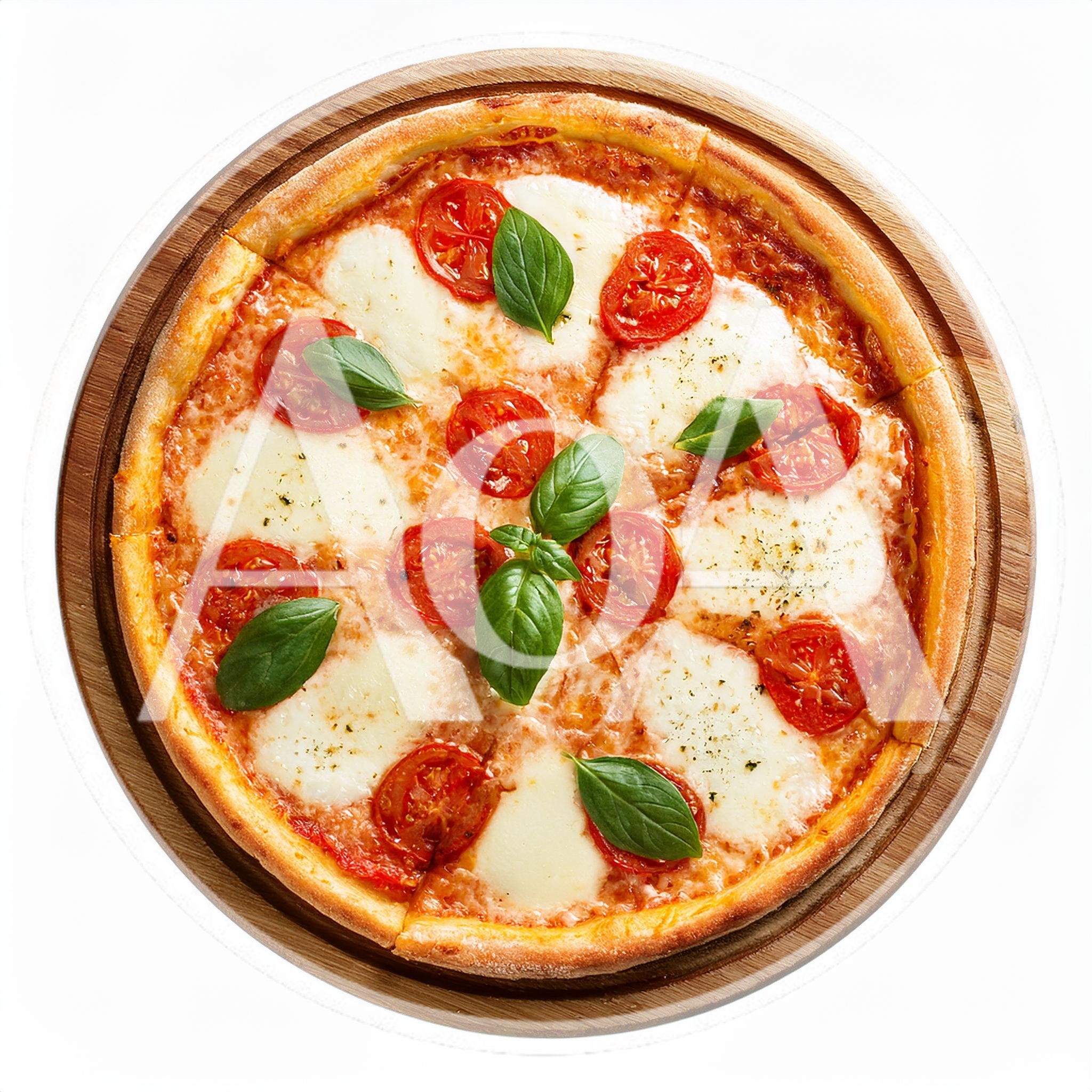 Fresh Margherita Pizza On A Wooden Serving Board