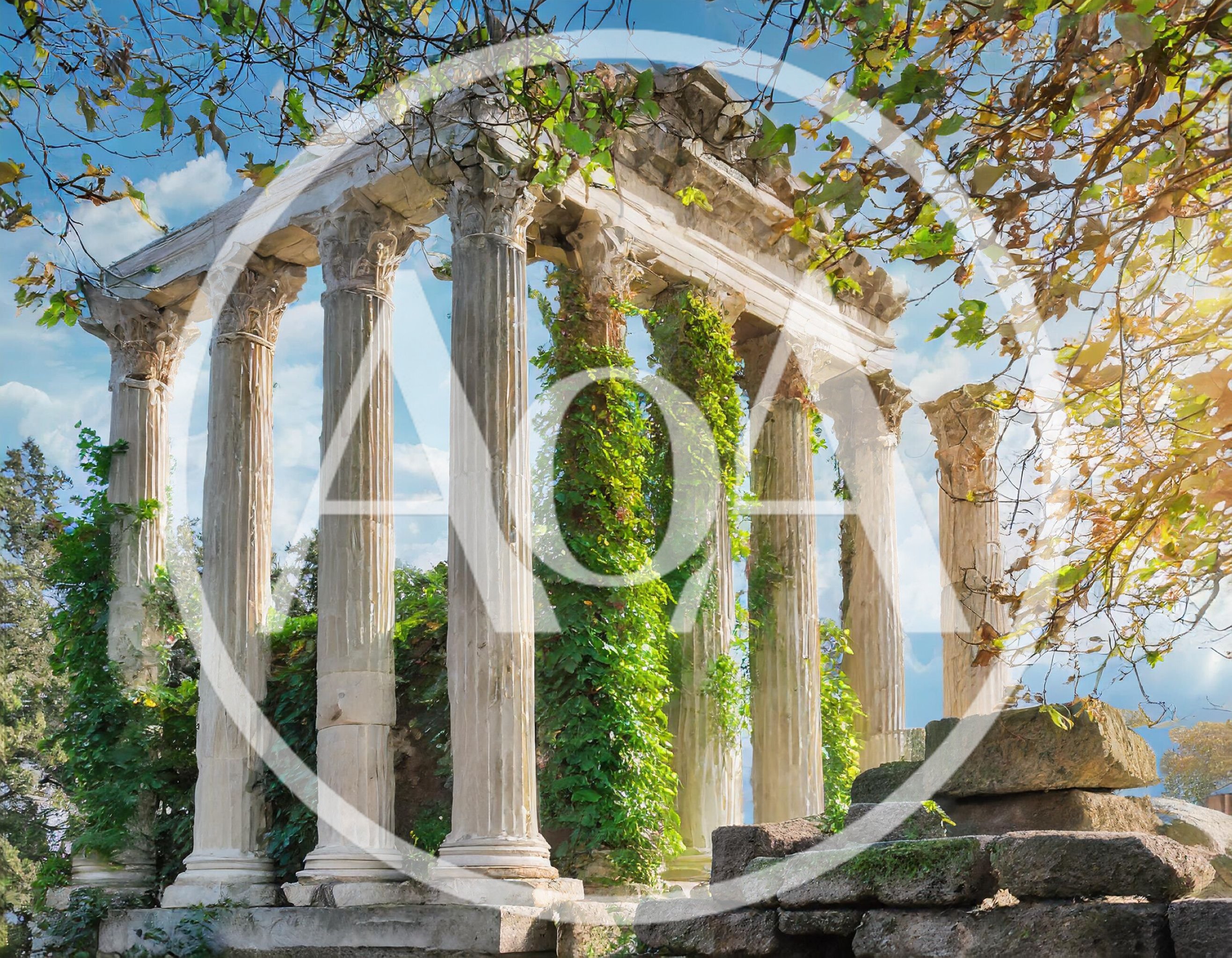 Ancient Roman Temple Ruins With Corinthian Columns