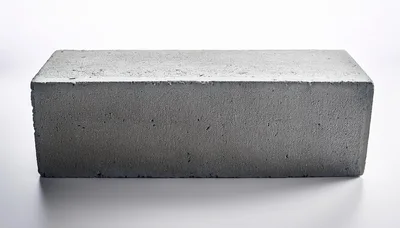 Single Grey Concrete Block On White Background