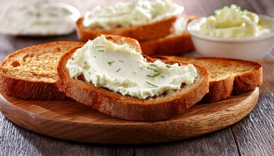 Toasted Bread Slices With Cream Cheese Spread