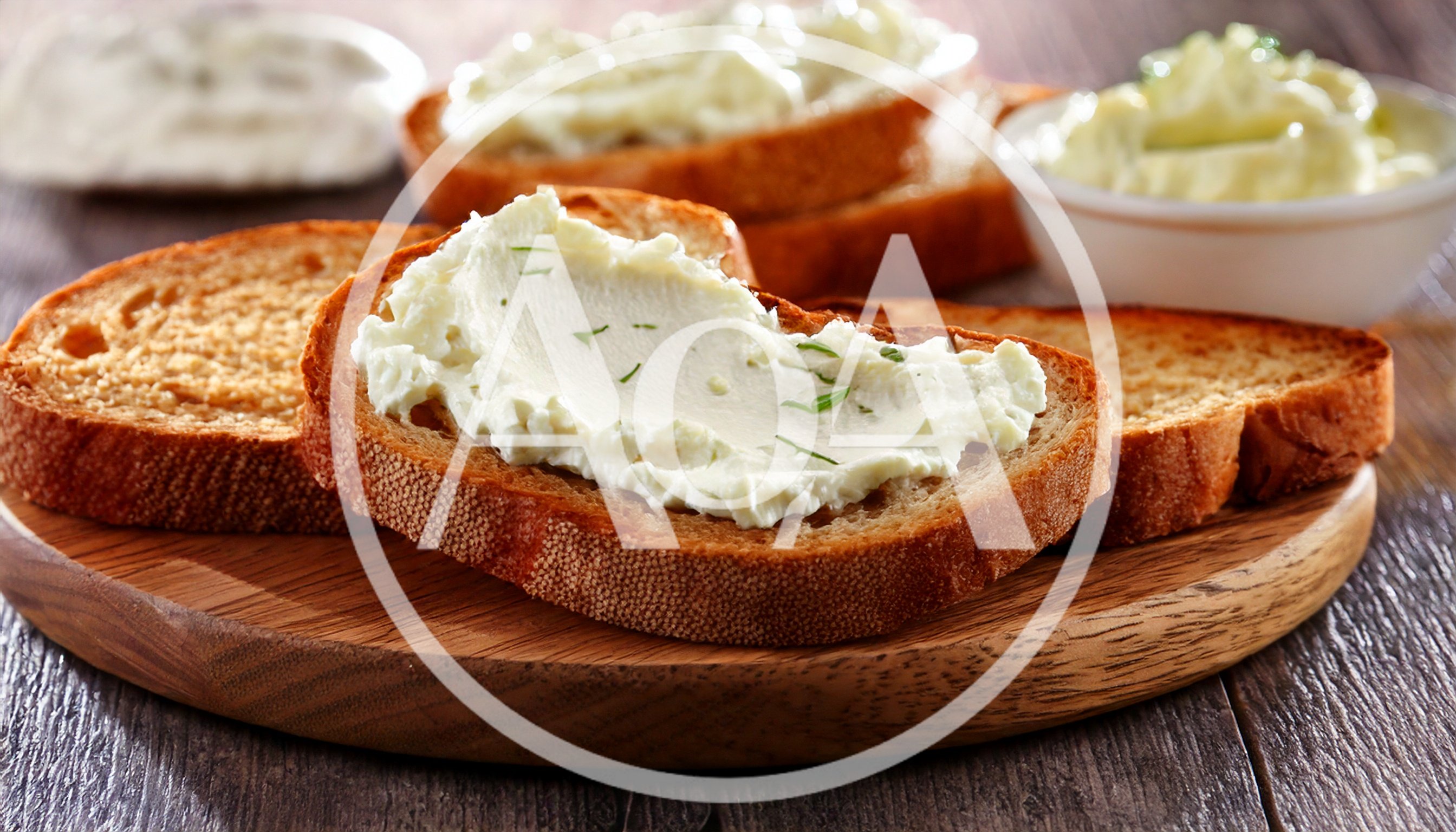Toasted Bread Slices With Cream Cheese Spread