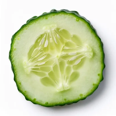 Fresh Cucumber Slice Isolated On White Background