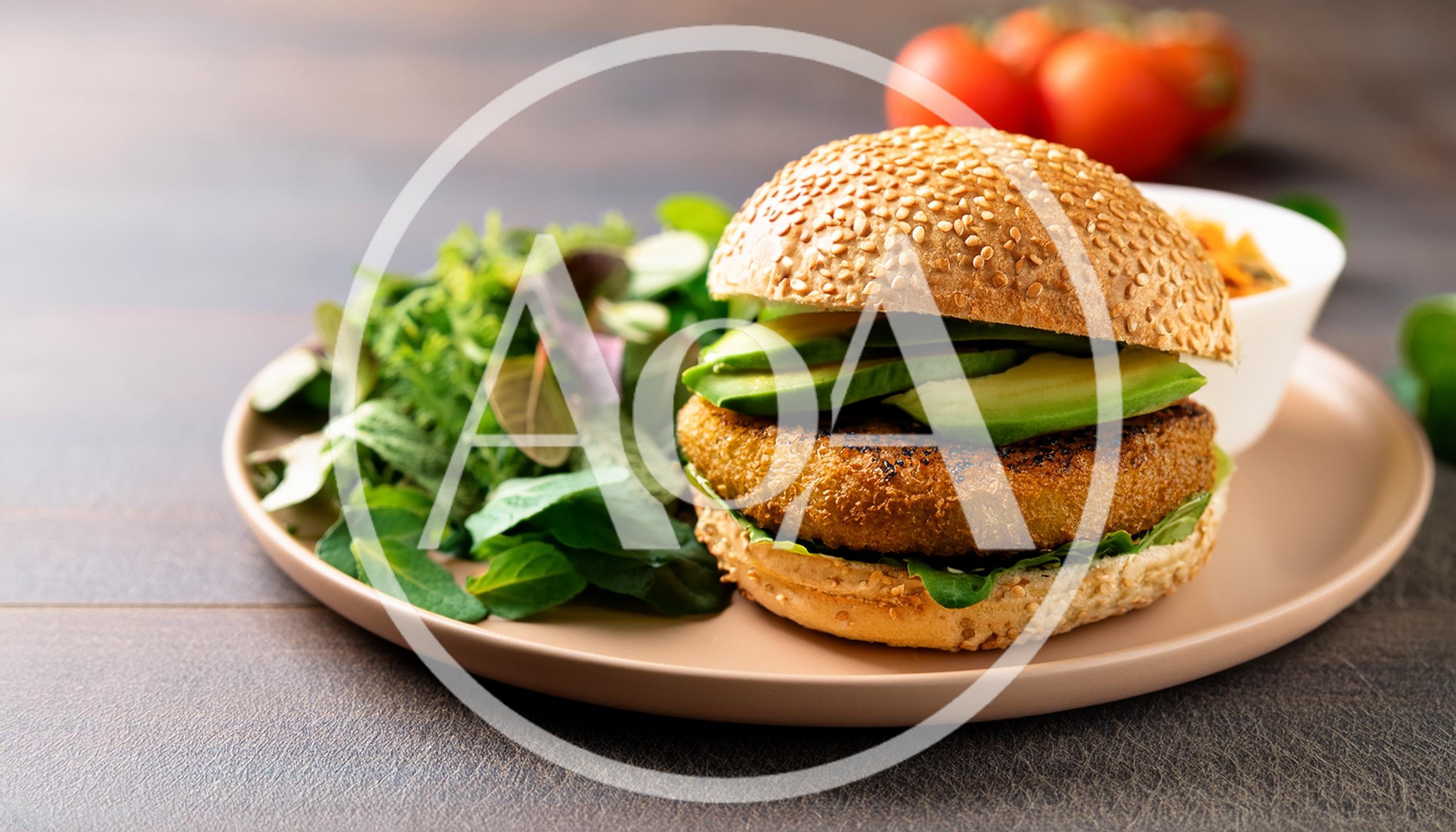 Vegetarian Burger With Avocado And Fresh Salad