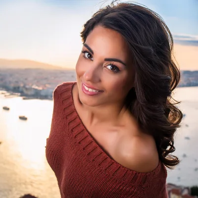 Portrait Of A Beautiful Woman At Sunset