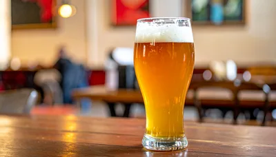 Glass Of Cold Beer On A Wooden Table