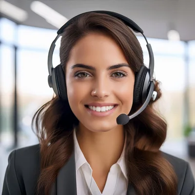 Professional Customer Service Representative Wearing Headset