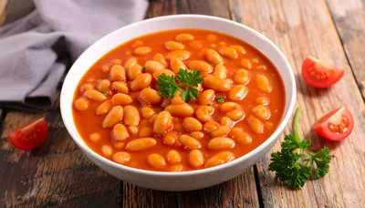 Bowl Of Baked Beans In Tomato Sauce