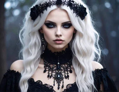 Portrait Of A Gothic Woman With White Hair