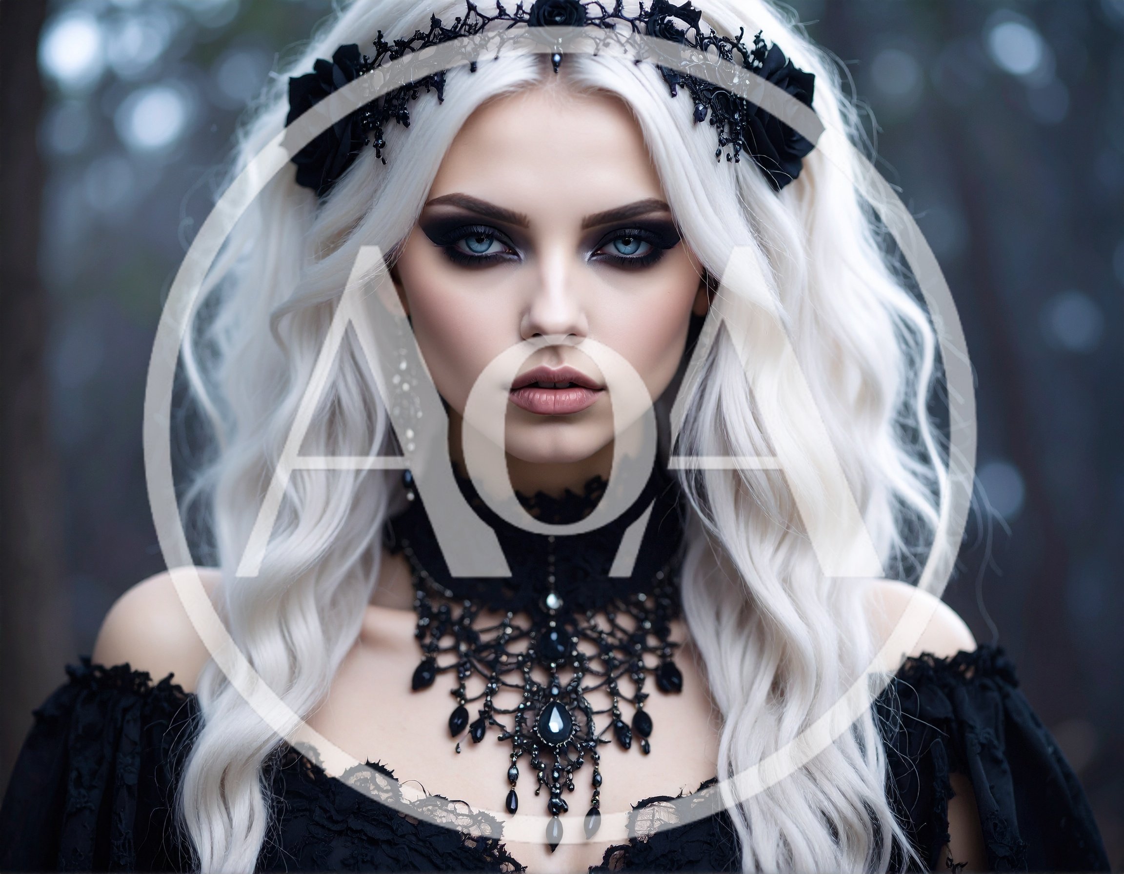 Portrait Of A Gothic Woman With White Hair