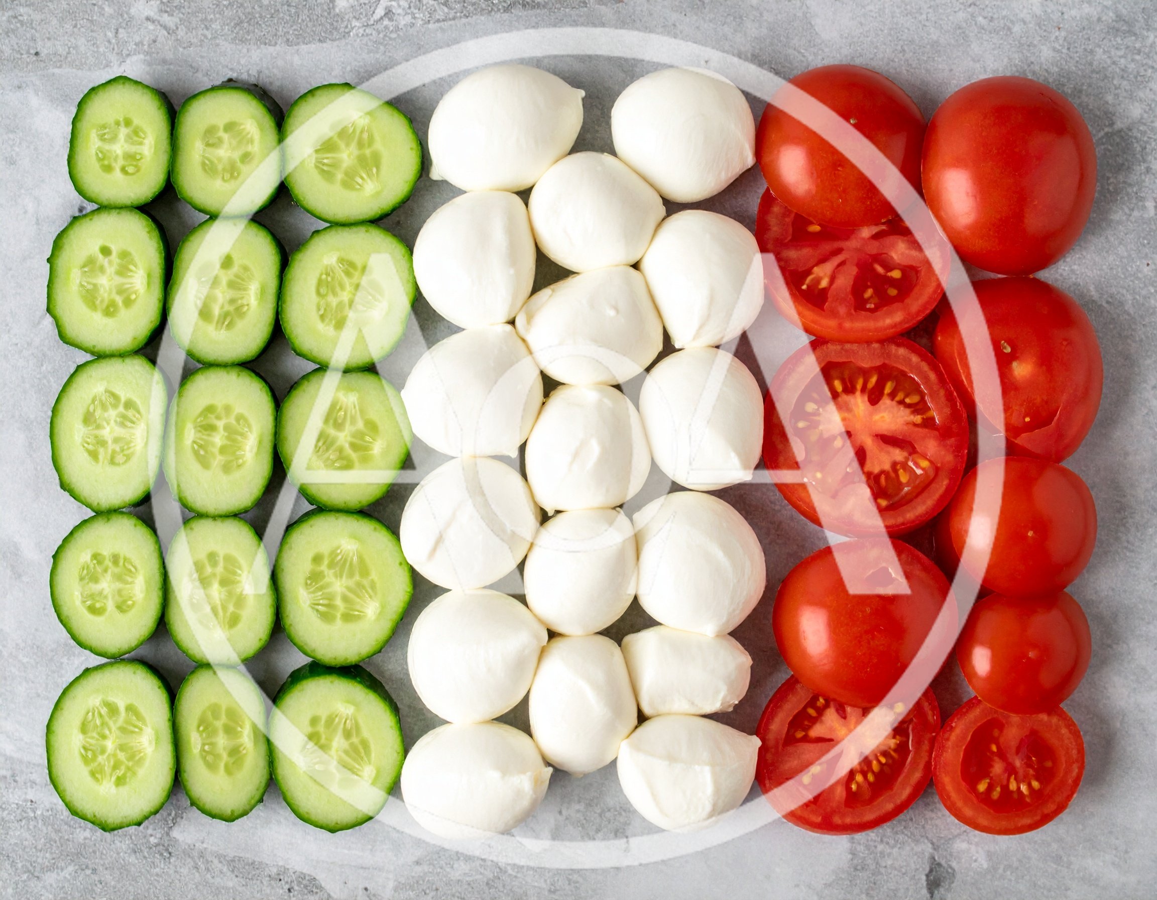 Italian Flag Made Of Fresh Vegetables And Cheese