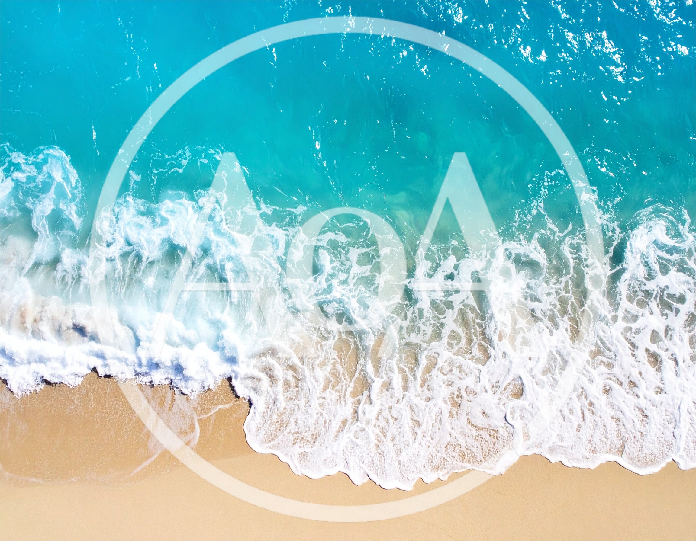 Aerial View Of Turquoise Ocean Waves Crashing On Beach