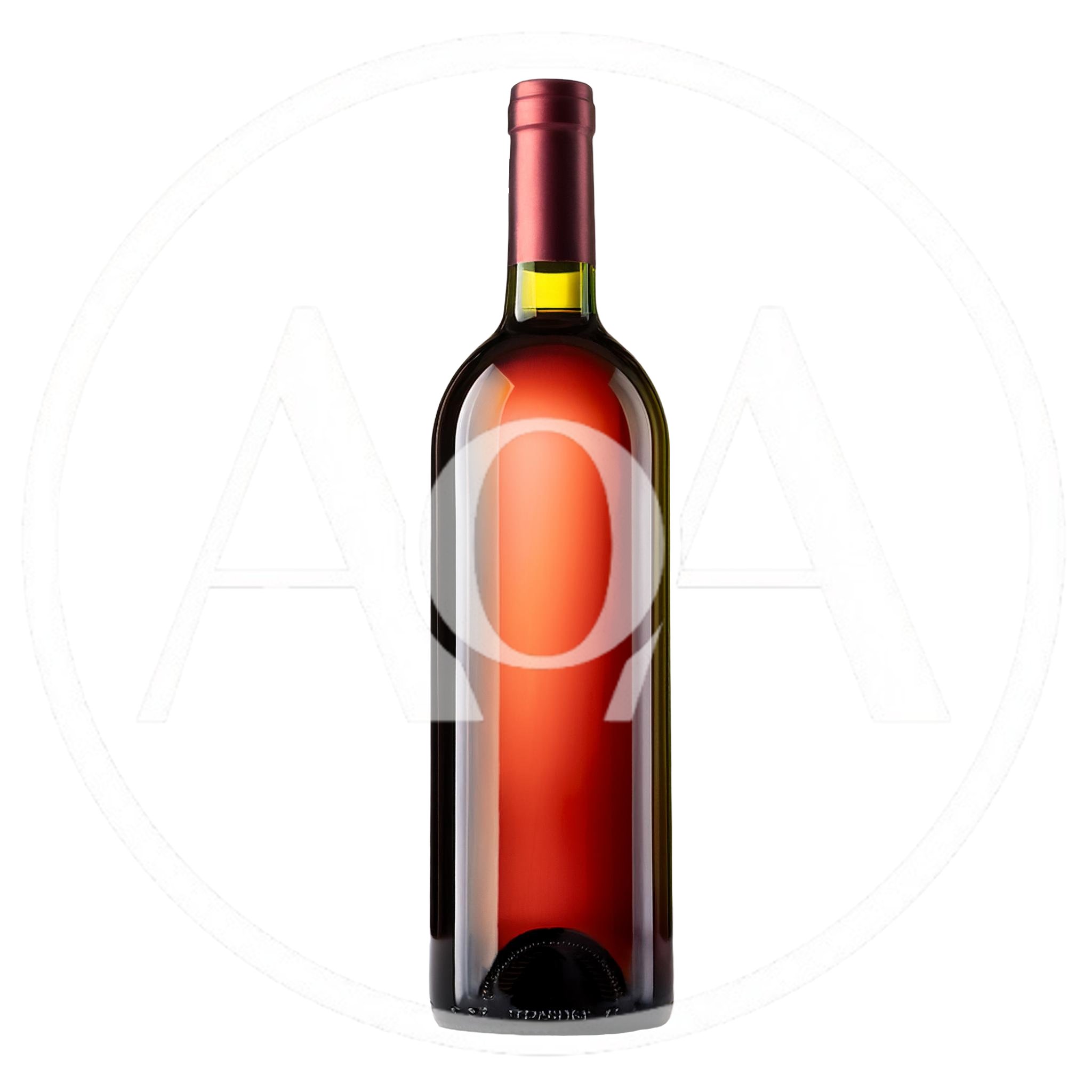 Full Bottle Of Rose Wine Isolated On White Background