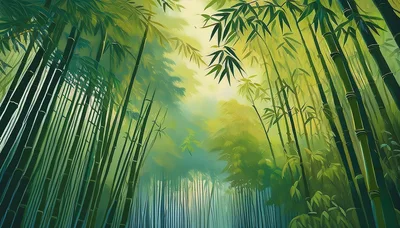 Low Angle View Of A Lush Bamboo Forest
