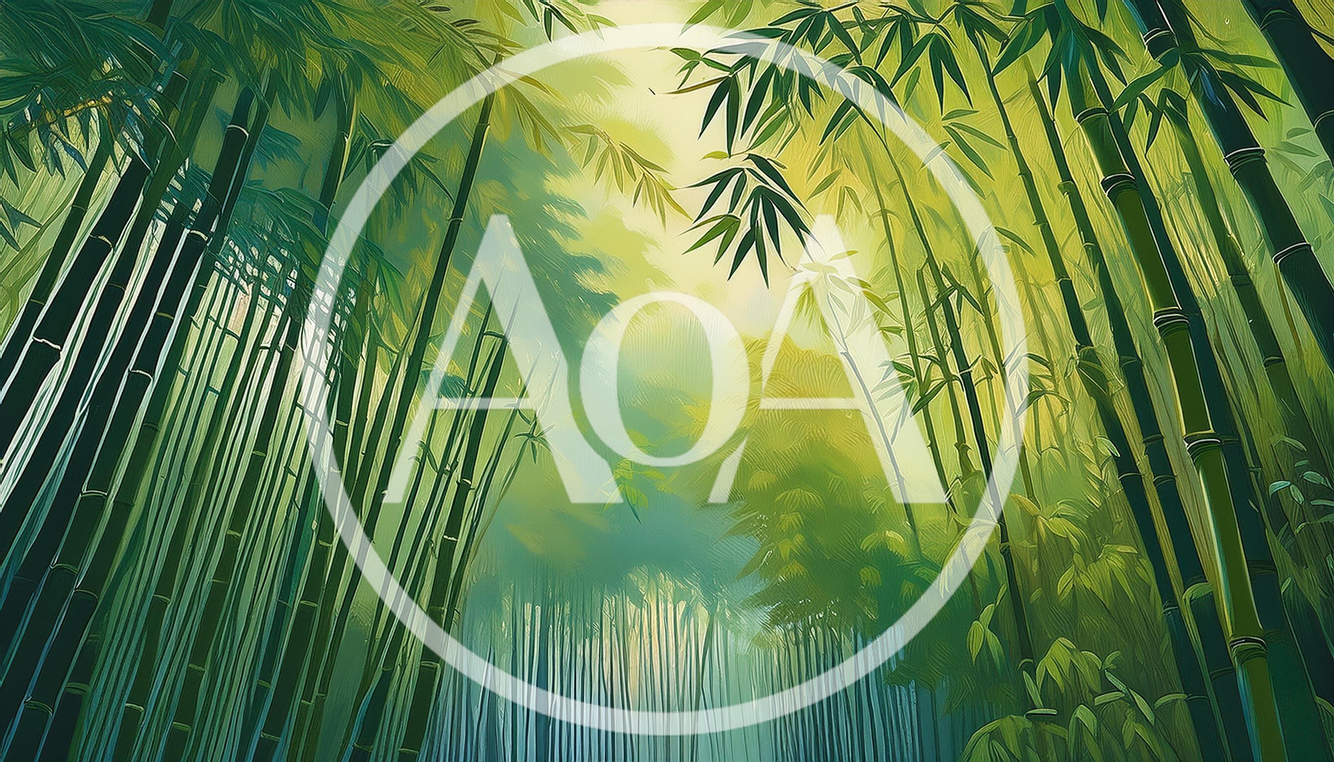 Low Angle View Of A Lush Bamboo Forest