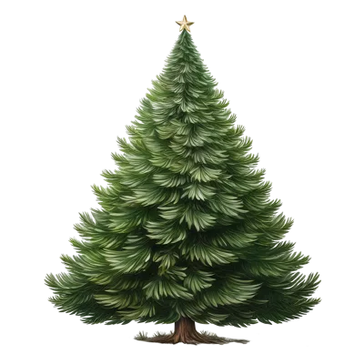 Isolated Realistic Christmas Tree With Gold Star Topper