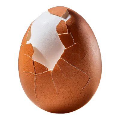 Cracked Brown Egg With Exposed White Interior