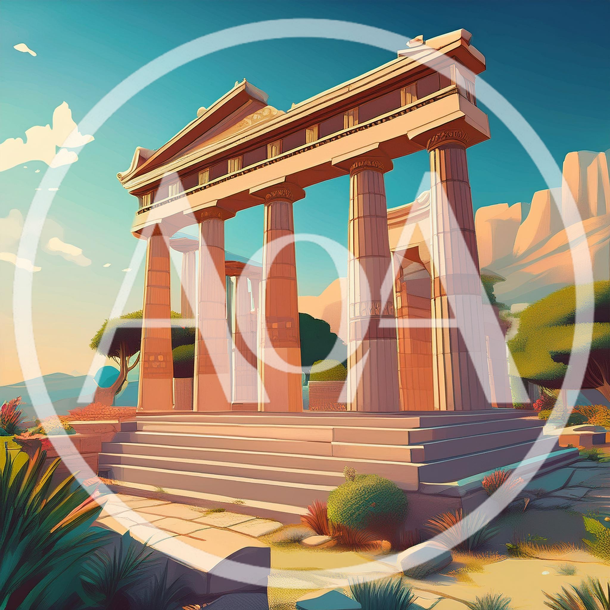 Ancient Greek Temple Ruins At Sunset