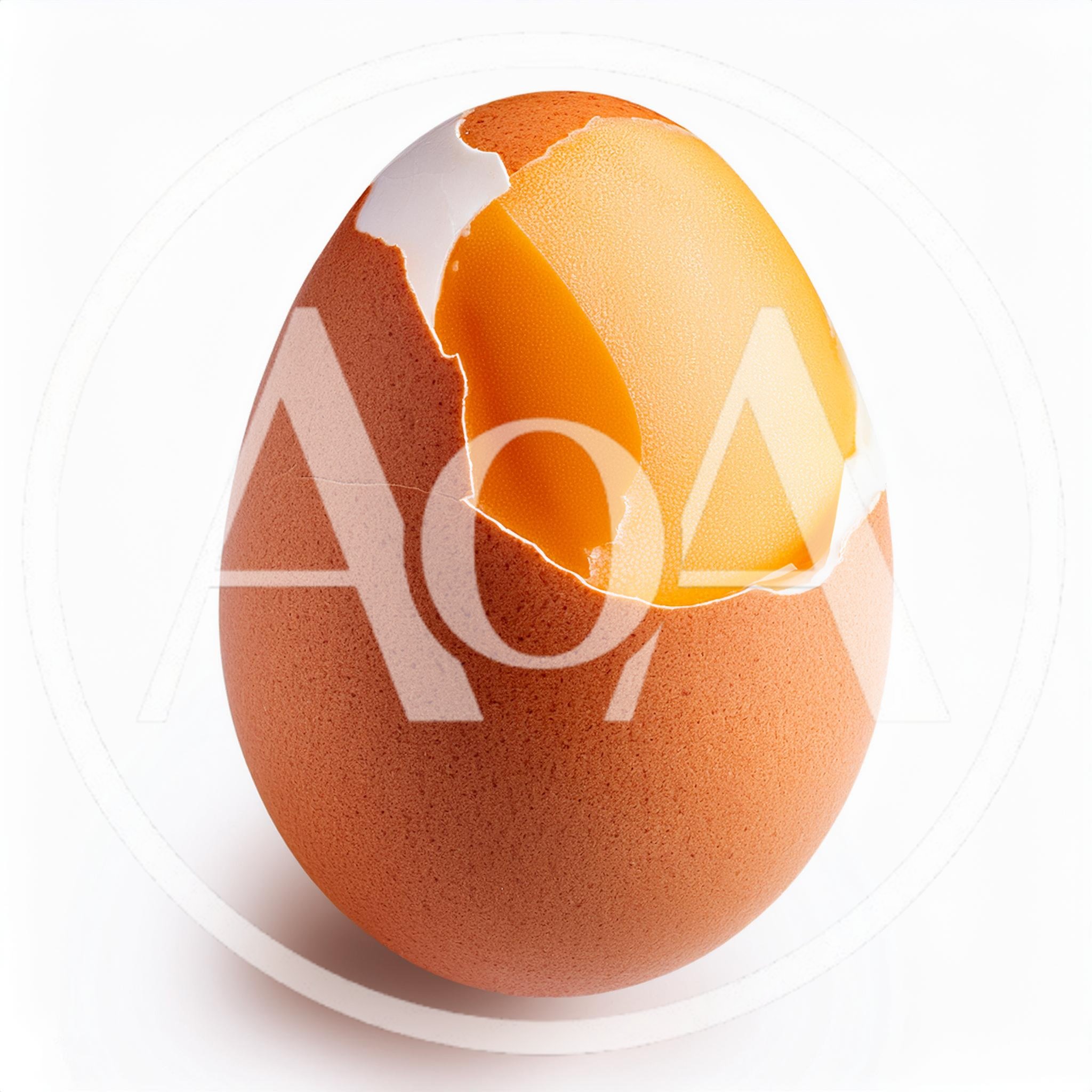 Cracked Brown Egg With Exposed Yolk