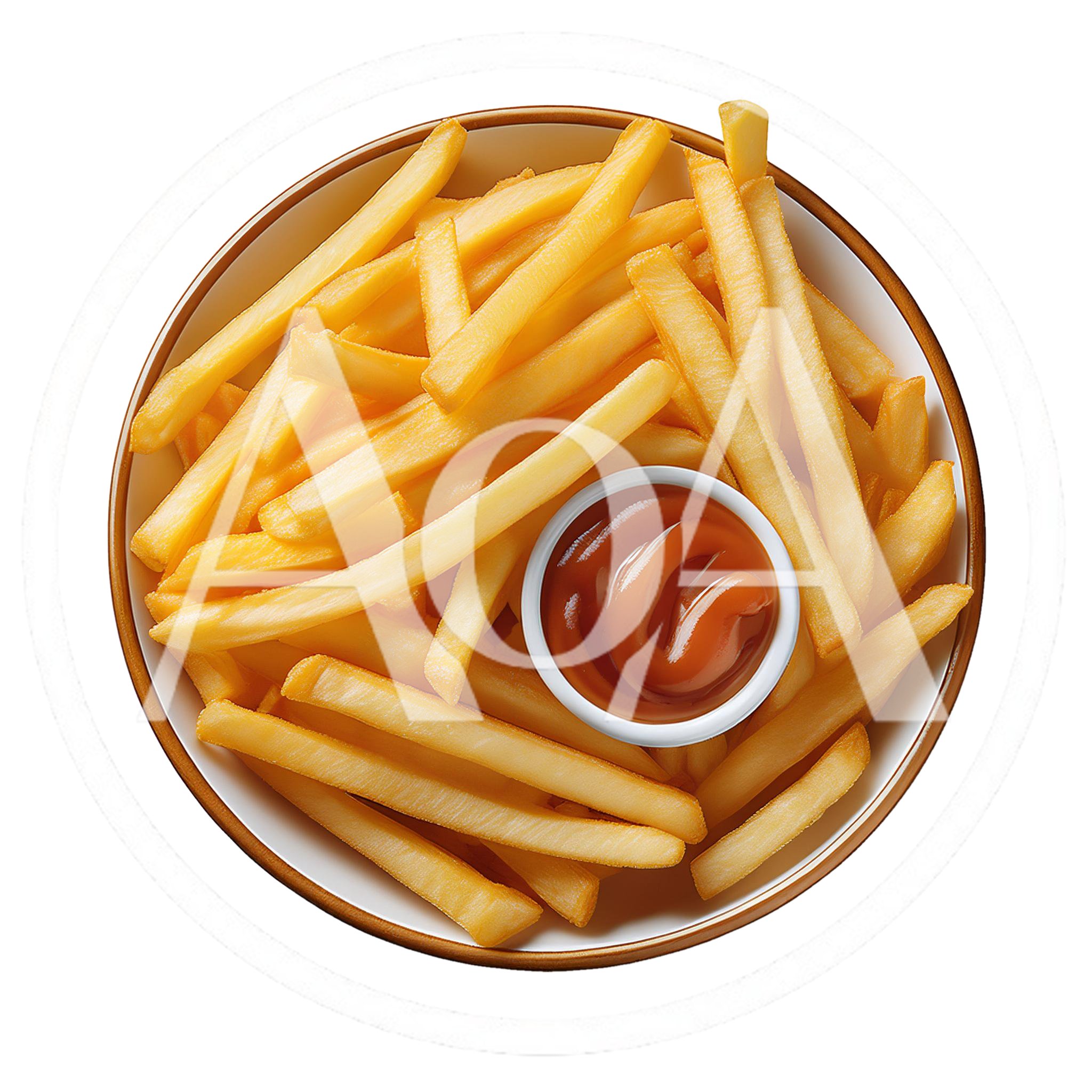 Bowl Of Golden French Fries With Ketchup