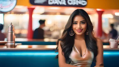 Beautiful Woman Sitting In A Modern Restaurant