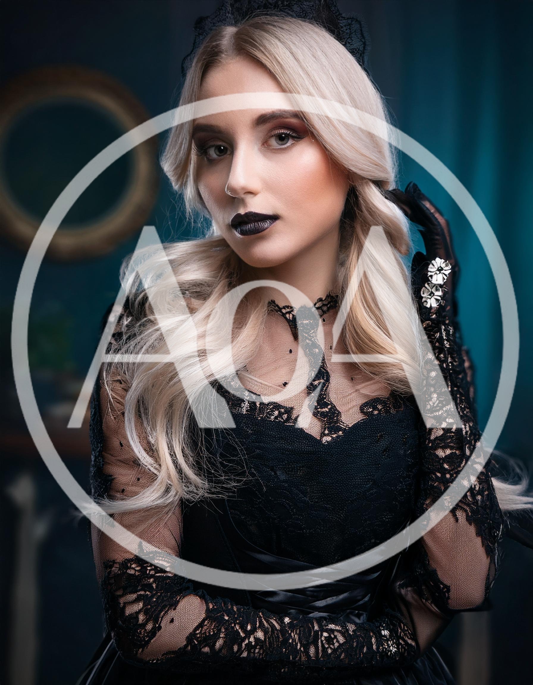 Portrait Of A Blonde Woman In Gothic Lace Attire