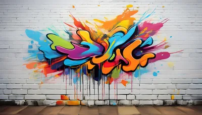 Vibrant Abstract Graffiti Art On White Brick Wall