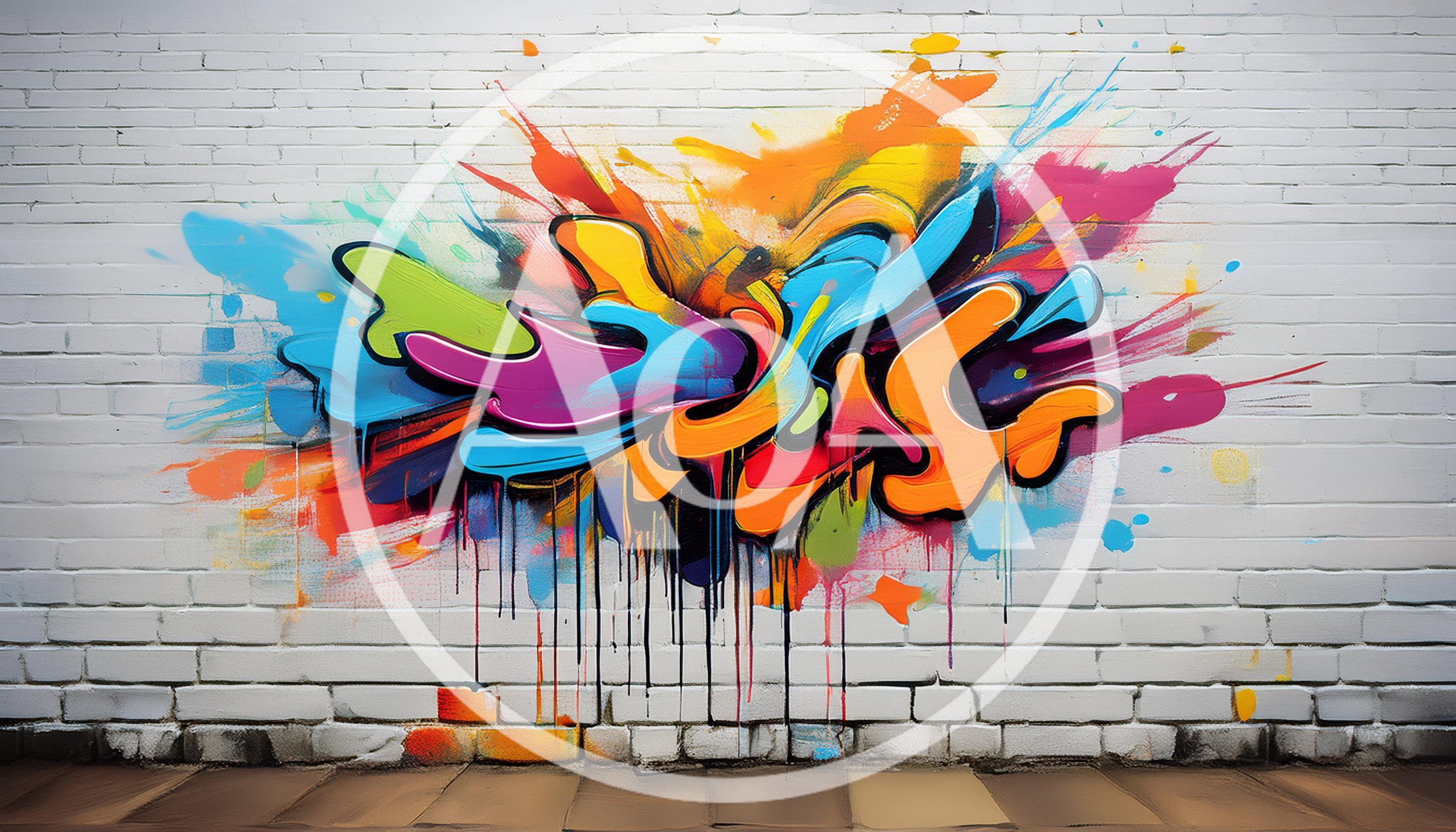Vibrant Abstract Graffiti Art On White Brick Wall