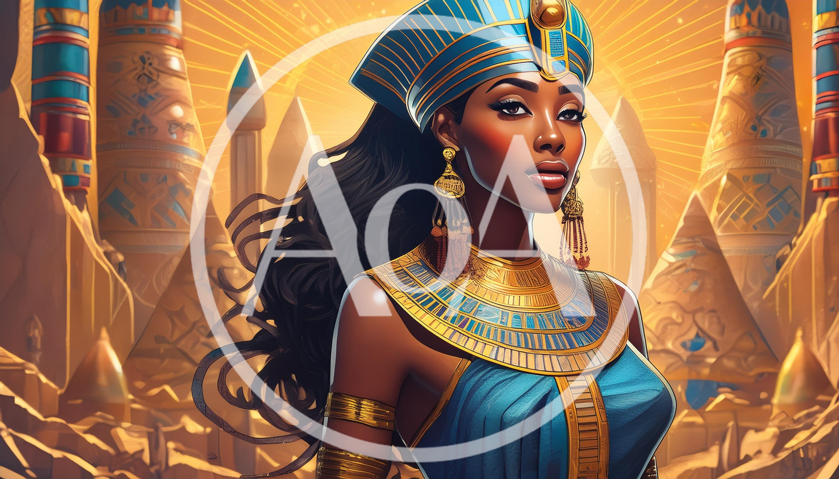 Portrait Of A Beautiful Egyptian Queen In Ancient Setting